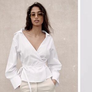 Zara White Wrap Blouse